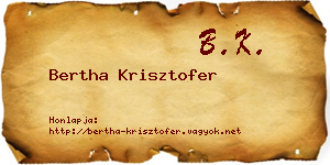 Bertha Krisztofer névjegykártya